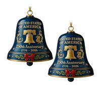 Generic Lot de 2 cloches commémoratives 3D à suspendre pour 250e anniversaire de mariage (bleu)