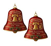 Generic Lot de 2 cloches commémoratives 3D à suspendre pour 250e anniversaire de mariage (rouge)