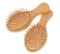 Generic Lot de 2 Peignes de Massage Ovales en Bambou Naturel, Mini Brosses Portables avec Amortisseur D’air pour Cuir Chevelu, Adaptés à Différents Types de Cheveux et Usage Domestique,