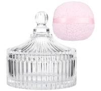 Generic Lot de 2 supports de houppette en verre, pots décoratifs avec haut, houppettes généreuses, parfaits pour l'application de poudre corporelle pour adultes