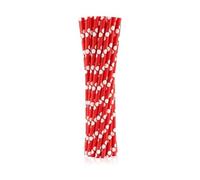 Generic Lot de 24 pailles à pois rouges
