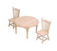 Generic Lot de 3 Modèles de Bureau de Maison de Poupée 1:12, Chaise de Table Ronde en Bois, Mini Support de Salle à Manger Non Peint avec Meubles Miniatures Simulés, Idéal pour Le Salon et la Salle