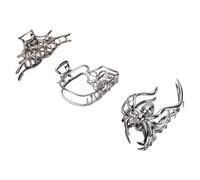 Generic Lot de 3 Pinces à Cheveux Gothiques, Parfaites pour les Cheveux épais, Design Unique en Forme de Tête de Mort en Toile D'araignée pour un Usage Quotidien, Argent et Noir (Paquet de 3)