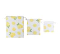 Generic Lot de 3 Pochettes à Cordon en Coton Jaune Grosse Capacité et Fermeture Facile pour Voyage, Rangement Maquillage ou Présent Élégant