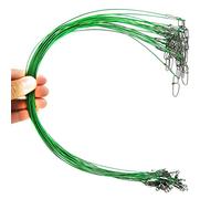 generic Lot de 30 bas de ligne avec émerillons en acier inoxydable avec revêtement en nylon haute résistance pour pêche au requin, barracuda, brochet (vert)