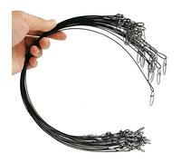 generic Lot de 30 bas de ligne avec émerillons en acier inoxydable avec revêtement en nylon haute résistance pour pêche au requin, barracuda, brochet, noir, 48,3 cm à 45,4 kg