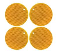 Generic Lot de 4 dessous de plat ronds en silicone, multi-usages, résistants à la chaleur jusqu'à 240 °C, imperméables, antidérapants, flexibles, durables, passent au lave-vaisselle (jaune)