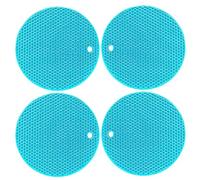 Generic Lot de 4 dessous de plat ronds en silicone, multi-usages, résistants à la chaleur jusqu'à 240 °C, imperméables, antidérapants, flexibles, durables, passent au lave-vaisselle (bleu)