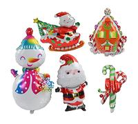 generic Lot de 5 Ballons de Noël en Aluminium avec Motifs de Bonhomme de Neige en Traîneau de Père Noël, Décoration Gonflable en Latex Robuste pour Décoration D'arbre de Noël, Fête