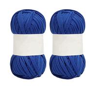 Generic Lot de 5 Fils à Spaghetti de 2 Cm de Large en Coton Doux pour la Peau, Couleur Vive, pour Tapis, T-shirt, Fil pour Crochet, Tricot, Tapis, Paniers, Poufs, macramé (Bleu Marine Foncé)