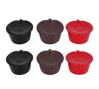 Generic Lot de 6 Capsules Filtrantes Réutilisables avec Cuillère et Brosse pour, Matériau de qualité Alimentaire, Extraction Douce pour la Maison et le Bureau, Rouge, Marron, Noir