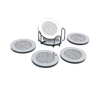 Generic Lot de 6 Dessous de Verre en Verre Miroir Antidérapants pour Table Basse, Décoration D'intérieur, Cadeau de Pendaison de Crémaillère, Cuisine, Salon, Salle à Manger, Extérieur, Bureau (SILVER)