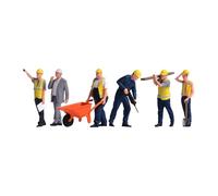Generic Lot de 6 Figurines Miniatures D'ouvriers Du Bâtiment, En Résine, Peintes à La Main, Au Design Réaliste pour La Décoration de Mondes Miniatures, Style B