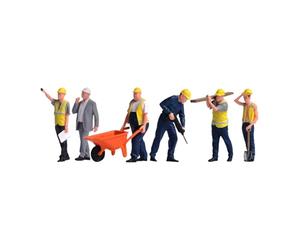 Generic Lot de 6 Figurines Miniatures D'ouvriers Du Bâtiment, En Résine, Peintes à La Main, Au Design Réaliste pour La Décoration de Mondes Miniatures, Style B