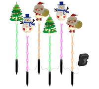 Generic Lot de 6 lampes solaires de Noël à DEL étanches sur piquet de Noël à énergie solaire et à piles pour cour, arbre, bonhomme de neige, renne pour décorations de Noël en plein air