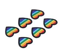 Generic Lot de 6 Patchs Brodés en Forme de Cœur Arc-en-ciel Colorés Décoratifs à Repasser pour Vêtements, Couture, Loisirs Créatifs, Mini Portable pour Dames et Enfants 3,8 X 3,8 Cm en Coton