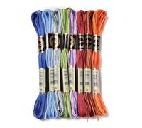 Generic Lot de 8 écheveaux de fil à broder pour point de croix 0,5 mm Fil à broder en polyester 6 brins pour bracelets d'amitié Fil à broder pour loisirs créatifs 8 couleurs 8,75 yards (8 m)/écheveau