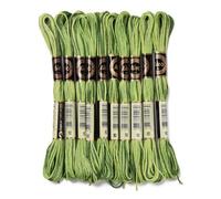 Generic Lot de 8 m de fil à broder vert segment teinté dégradé à 6 fils pour point de croix, couture à la main, tricot, création de bijoux DIY - 10 écheveaux