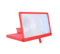 Generic Loupe D'écran de Téléphone Portable 12 ", Support Pliable, Grossissement 3x-5x pour Films et Vidéos, Matériau ABS (Rouge)