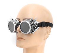 Generic Lunettes de Soleil Coupe-vent à Pointes Steampunk Vintage pour Cyclisme en Plein Air ABS Noir 2,36 Pouces X 5,91 Pouces (Argent ancien)