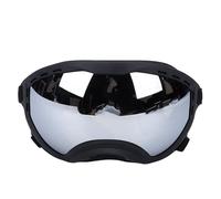 Generic Lunettes pour Chiens de Grande Race, Lunettes de Soleil Réglables Coupe-Vent et Résistantes au Soleil pour Les Aventures et Les Activités en Plein Air (Monture Noire, Verres argentés)