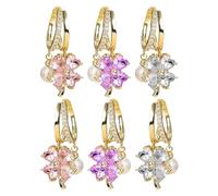 Generic Lymphe Magnétothérapie Germanium Boucles D'oreilles, Boucles D'oreilles Pour Perte Poids Boucles D'oreilles En Perles Quadrilobe En Cristal Rose Ne Se Décolore Pas Cadeau Pour Petite Amie