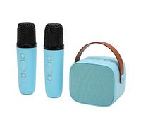 Generic Machine de karaoké Portable, Son Stéréo Multifonction avec Batterie Longue Durée, Haut-Parleur Portable avec 2 Micros sans Fil pour KTV Domestique (Blue)