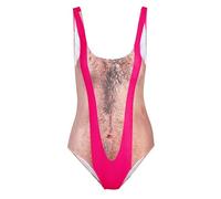 Generic Maillot De Bain Femme Drole,Femmes One Piece 3D De Faux Maillot De Bain Bikini Chest Cheveux Imprimer Maillots De Bain Drôles,Maillot de Bain Femme 1 Piece