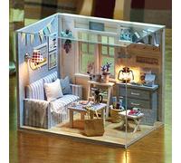 Generic Maison de Poupée Miniature en Bois, Bricolage, Kit de Modèle 3D Fait à la Main, Cadeau d'anniversaire pour Enfants et Décoration de la Maison (Soleil Frais)