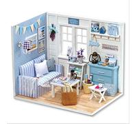 Generic Maison de Poupée Miniature en Bois Faite à la Main, Kit de Modèle 3D pour Anniversaire d'enfant et activité Parent-Enfant (Soleil Frais)