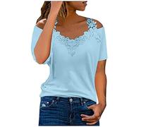 Géneric Manches Courtes sans Bretelles en Dentelle à Double Epaule Chemisier Femme Chic et Élégant Chemise Tendances de la Mode Chemisier Tee Respirant T-Shirt pour Femme Chemise avec Motif Papillon