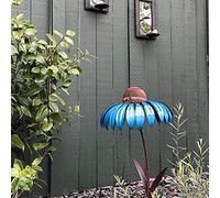Generic Mangeoire à Oiseaux en Métal, Superbe Plateau de Graines de Fleurs Roses pour Attirer Les Oiseaux dans Votre Jardin (Blue)