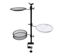 Generic Mangeoire à Oiseaux pour Montage sur Rampe, Conception Multifonctionnelle à Trois Plateaux pour Les Amateurs D'observation des Oiseaux, Métal et Plastique Durables, Facile à Nettoyer, 1
