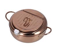 Generic Marmite à Friteuse en Acier Inoxydable de 3,2 L avec Thermomètre, Ustensiles de Cuisine pour Frire le Poulet, les Crevettes et le Poisson (Or Rose)