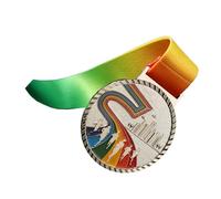 Generic Médaille du Gagnant Texture Exquise Médaille Robuste pour Camp d'été Sportif, en Alliage de Zinc avec Ruban pour Compétition Sportive (Silver)