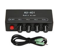 Generic Mélangeur Stéréo 3,5 Mm en Métal de qualité Supérieure 4 en 1 Sortie pour Amplificateur de Casque PC, Transmission Longue Portée pour PC, Téléphones Portables, Ordinateurs Portables, Noir