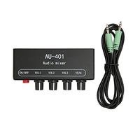 Generic Mélangeur Stéréo 4 en 1, Mini Mélangeur de Son Compact et Réglable pour Casque PC 3.5mm Noir