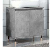 Generic Meuble de salle de bain 58 x 33 x 60 cm en multicouche gris ciment, grand espace de stockage, style industriel pour la stabilité