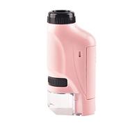 Generic Microscope Portable Enfants Jouet Scientifique Éducatif Loupe de Poche Haute Définition 60x 120x Grossissement pour Exploration en Plein Air Anniversaire Noël Blanc Rose Bleu (Rose)