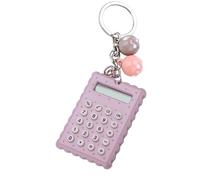 Generic Mignon Mini Calculatrice Portable Porte-clés Conception Bouton en Silicone Souple Affichage 8 Bits pour Amis Enfants en Couleur Bonbon (Gris Violet)