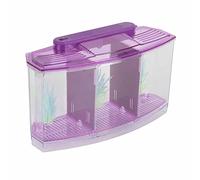Generic Mini Aquarium D'élevage en Acrylique Transparent avec Lumières LED, Aquarium D'isolation en Trois Sections, Gazon Artificiel Non Toxique et Filtre à Bulles pour Petits Poissons et Chiots