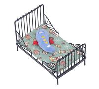 Generic Mini Lit en Métal pour Enfants 1:12, Style Européen Moderne, Accessoire de Chambre à Coucher Durable pour Maison de Poupée, Meubles de Chambre Noirs (Tapez B)