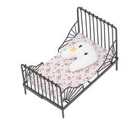 Generic Mini Lit en Métal pour Enfants 1:12, Style Européen Moderne, Accessoire de Chambre à Coucher Durable pour Maison de Poupée, Meubles de Chambre Noirs (Type A)