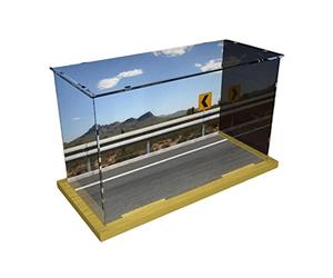 Generic Mini Parking Lot Boîte Scène Modèle Voiture Support Rayonnages Garage Motif En Acrylique Couverture Antipoussière Montage pour Collection Présentation, Bois à grande vitesse