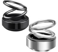 Generic Mini radiateur cinétique portable, radiateur solaire rotatif automatique à double anneau, Rotation à 360 DegréS, Pour VéHicules, Salons, Salles De Bains (Argent+noir)