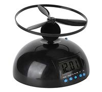 Generic Mini Réveil Numérique Portable à Hélice Ronde avec écran LCD Volant pour Bonnes Habitudes et Concept de Temps, Fournitures Ménagères, Noir, 14 X 14 X 6,1 Cm, 1 Hélice, Roulement,