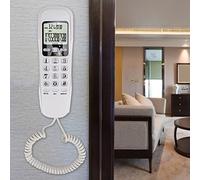 Generic Mini Téléphone Mural Compact Blanc avec Identification de L'appelant, écran LCD, pour la Maison et Le Bureau, Câble Téléphonique d'alimentation (US)