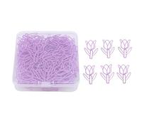Generic Mini Trombones en Forme de Fleur, Ensemble de Clips Colorés pour une Organisation Facile des Documents, 80 Pièces dans une Boîte de Rangement (violet)