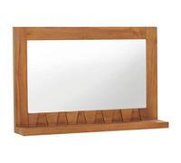 generic Miroir mural rectangulaire avec étagère, miroir mural rectangulaire avec cadre en teck pour entrée, salle de bains, salon, décoration murale, ferme, coiffeuse de maquillage (marron, 60 x 12 x