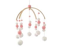 Generic Mobile Suspendu pour Lit Bébé en Bois Naturel et Boules en Feutrine Douce Décoration de Chambre Bébé et Crèche 30 x 50 cm